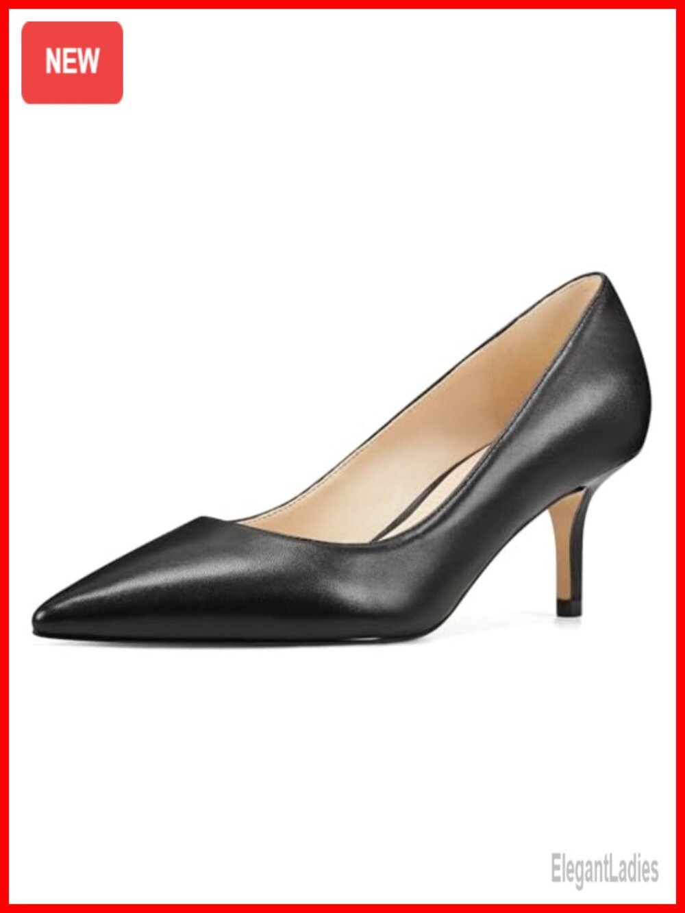 Nine West Arlene Pointed Toe Kitten Heel Pump Leather Lined